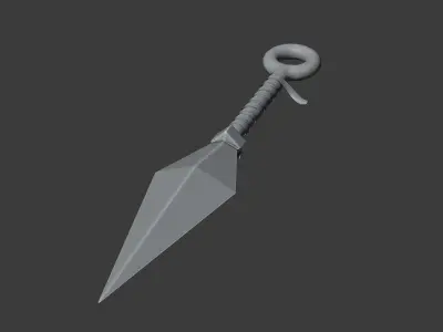 Kunai 3D Model sword with string hanging from it 3D model