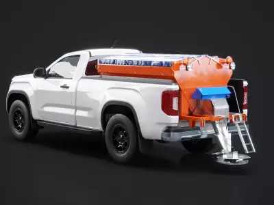 Snow Plow Pickup Truck Winter Service Utility Vehicle  Low-poly 3D model