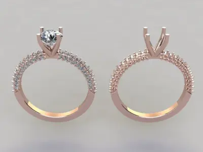 4 Prong Solitiare Square Shank 6mm Engagement Ring 3D print model