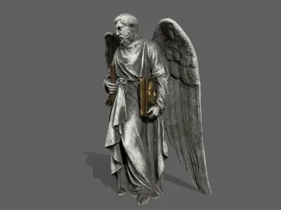 Old Man Statue Low-poly 3D model 2