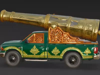 Royal Artillery Pickup Truck 3D Model Low-poly 3D model
