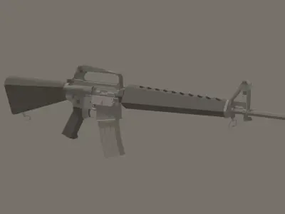 M-16a1 lowpoly stylized rifle Low-poly 3D model