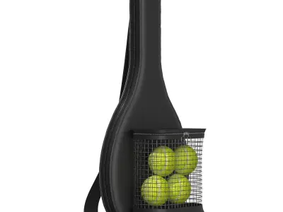 Black Leather Tennis Racket Bag 3D model