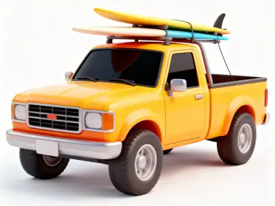 Sunset Beach Surf Truck 3D Model Low-poly 3D model