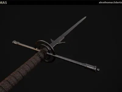 Zweihander Two handed Sword  Low-poly 3D model