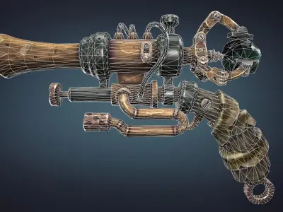 Steampunk pistol Low-poly 3D model