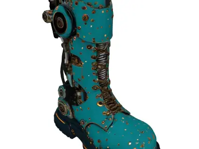 Scifi Cybernetic Boot High Detail Low-poly 3D model
