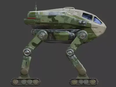 Realistic Hard Sci-Fi Quadruped Reconnaissance Walker Low-poly 3D model