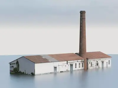 Chinese township factory  Low-poly 3D model