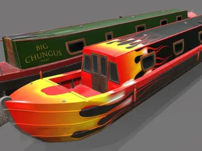 Narrowboat low poly two narrowboats Low-poly 3D model