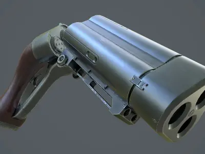 Triple Barrel Pistol Low-poly 3D model