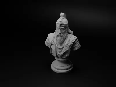 Mongol Cavalryman Bust Chess 3D print model shop