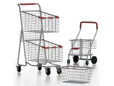 SHOP CART SET 3D model