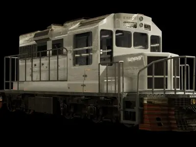 train with flat wagon Low-poly 3D model