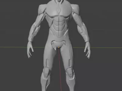 armored suit black color with red strips villain look Low-poly 3D model
