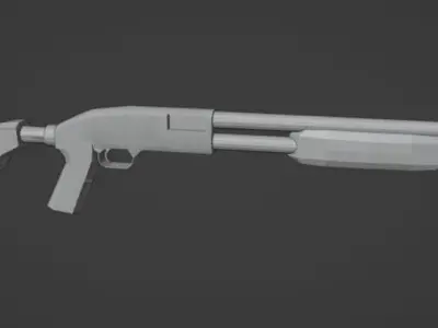 Shotgun Low-poly 3D model 4