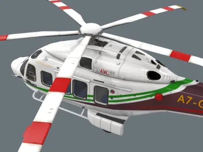 AW189 offshore helicopter real-time 3D model