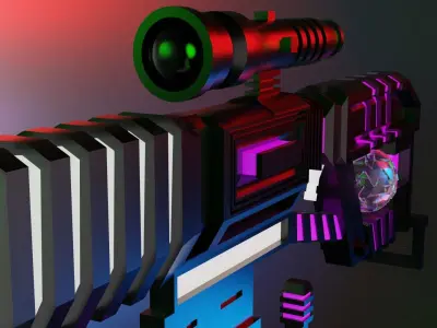 Sci Fi Gun Low-poly 3D model 14