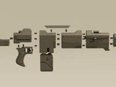 Warhammer 40K Kantrael Pattern Lasgun  Gun 3D Printable Free 3D model