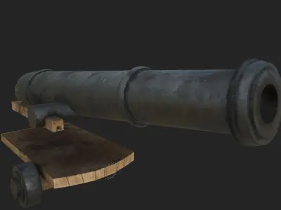 Cannon Low-poly 3D model 4