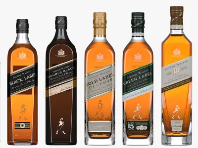 Johnnie Walker Whisky All Flavours Bottle Collection 3D model