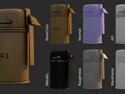 RG-41 three tan canisters Low-poly 3D model