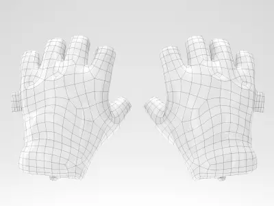 Military gloves half-finger of color black 17 Low-poly 3D model