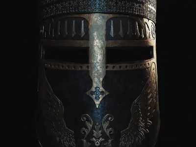 Templar Helmet 3D Model Low-poly 3D model