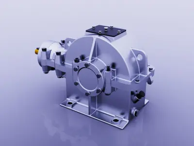 SINGLE STAGE BEVEL GEAR REDUCER 3D model