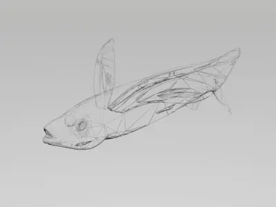 PAREXO LOW POLY fish with wings flying in air 3D model
