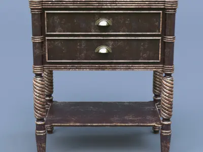 Nightstand bedside table with two drawers Low-poly 3D model