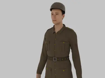 WWII British Soldier Low-poly 3D model