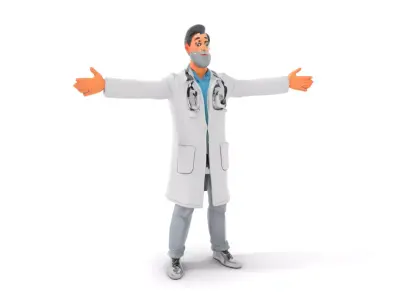 Animated Doctor Character model pack Low-poly 3D model