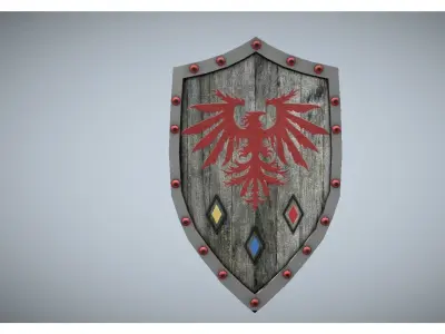 medieval wooden shield Free low-poly 3D model