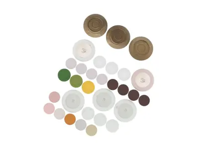 Fruit Designed Plates Set 3D model