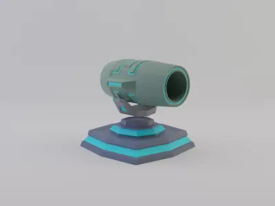 futuristic cannon low-poly 3d model Free low-poly 3D model