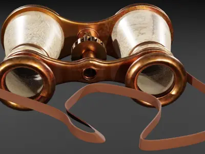 Antique Binoculars Low-poly 3D model