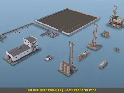 Refinery  Complex - Pack Low-poly 3D model