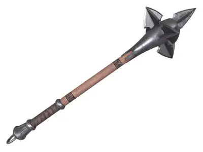 Medieval mace Low-poly 3D model 9
