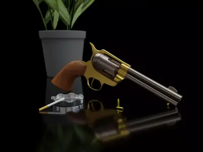 Golden Revolver 3D model