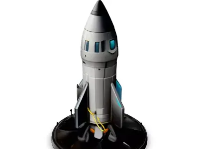 SciFi Rocket Ready for Launch Low-poly 3D model