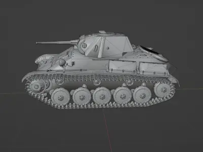 T70 Light tank Low-poly 3D model