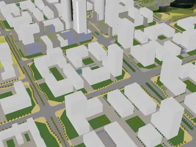 Urban highrise building building ancillary building commercial 3D model 7