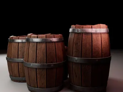 Wooden Marine Cargo Barrel Low-poly 3D model