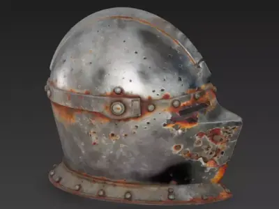 Battle-Worn Rusted Medieval Helmet 3D Model Low-poly 3D model