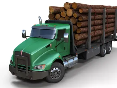 Kenworth t440 log truck 3D model