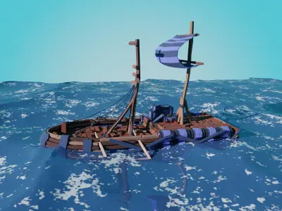 Stylized Ship-3 Low-poly 3D model