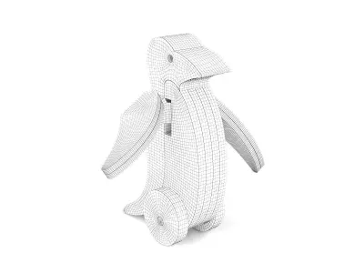 Wooden toy penguin 3D model