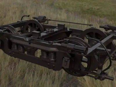 Rigged low poly train bogie Low-poly 3D model