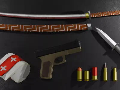 Low Poly Guns and Weapons Pack Low-poly 3D model